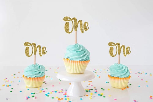 تغريسات كوب كيك جليتر ذهبي One