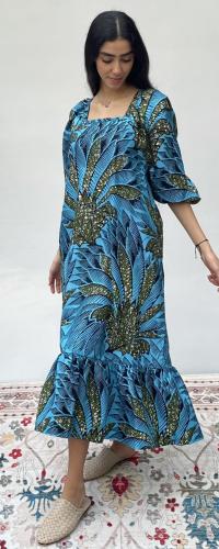 فستان/ثوب قطن ثقيلBlue cotton dress FREE S