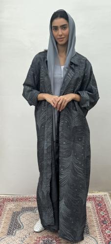 عباية معطف كتان لون ازرق مع طرحة Abaya coat in blu...