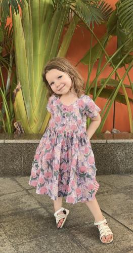 Lucy’s, Floral purple green pink cotton dress with...