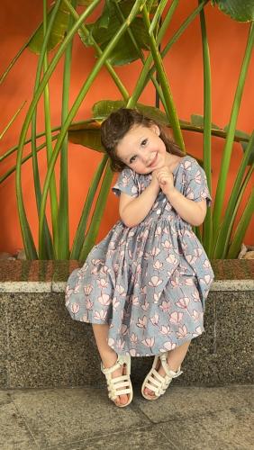 Lucy’s, floral blue cotton dress with pockets with...