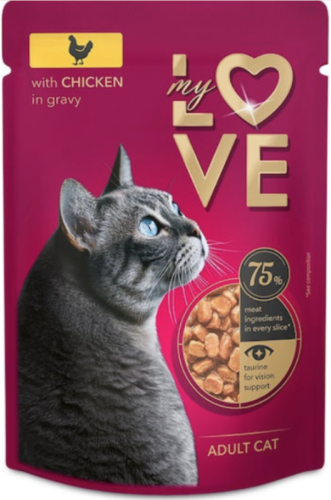اكل قطط رطب my love دجاج في المرق للقطط البالغة 85...