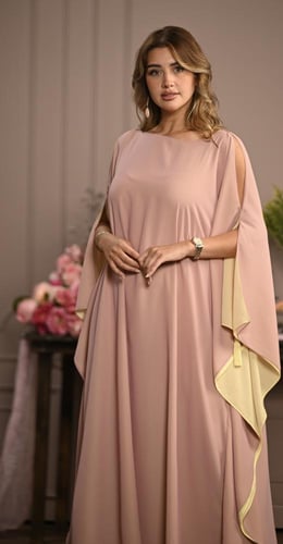 موديل الفراشة شيفون لحمي / أصفر