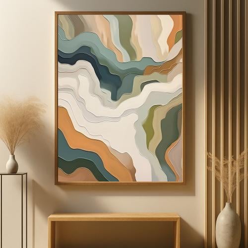 لوحة قماشية بتصميم تجريديمع برواز مجوف