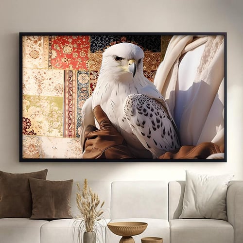 لوحة قماشية بتصميم الفن النجدي مع برواز مجوف