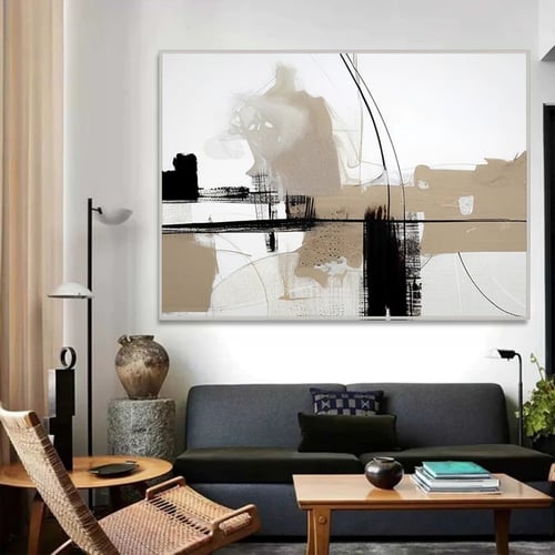 لوحة قماشية بتصميم الفن التشكيلي مع برواز مجوف