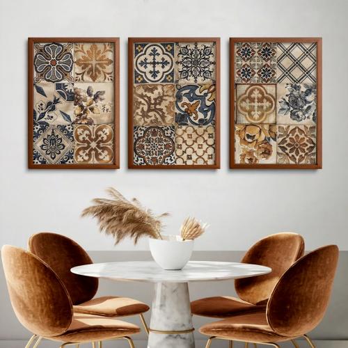 ثلاث لوحات قماشية مودرن - بتصميم زخارف -  كل قطعة...