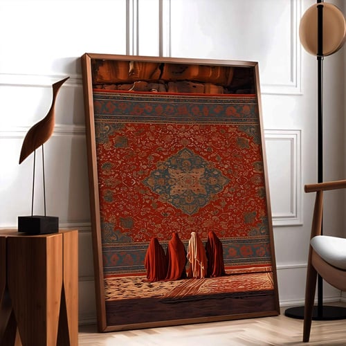 لوحة قماشية بتصميم الفن النجدي مع برواز مجوف