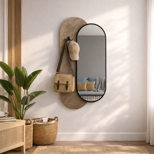 مرآة مودرن مع علاقات للملابس