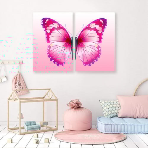 لوحة قماشية ثنائية بتصميم فراشة