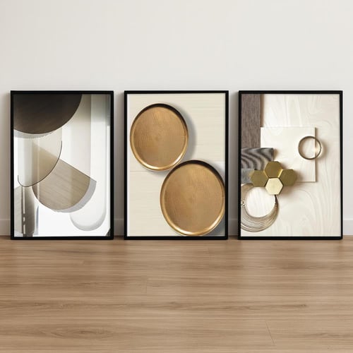 لوحات قماشية كانفس ثلاث قطع - بتصميم هندسي و تجريد...