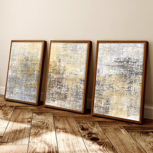 ثلاث لوحات قماشية - بتصميم تجريدي مودرن - كل قطعة...