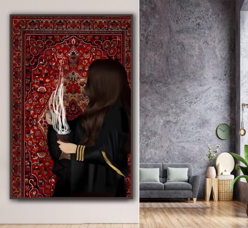 لوحة جدارية قماشية بتصميم الفن التجريدي بتصميم فتا...