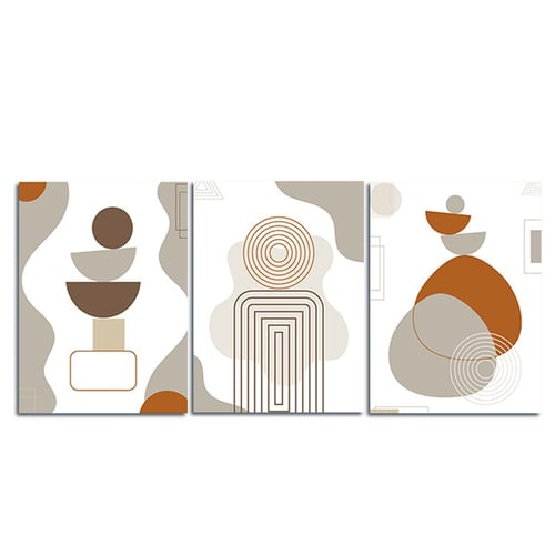 ثلاث لوحات جدارية بتصميم الفن البوهيمي مع برواز وا...