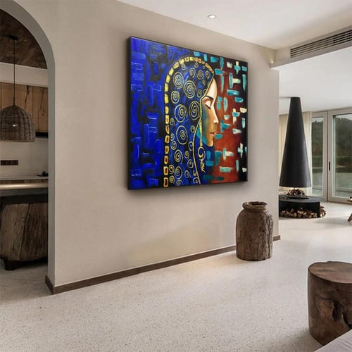 لوحة قماشية بتصميم امرآة مع برواز مجوف