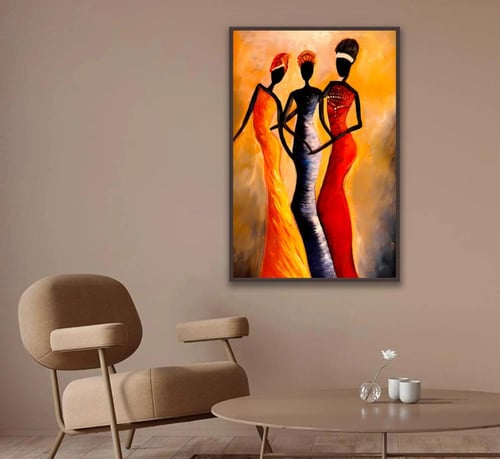 لوحة قماشية بتصميم تجريدي بتصميم امرآة مع برواز مج...