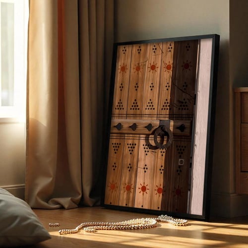 لوحة قماشية بتصميم الفن النجدي مع برواز مجوف