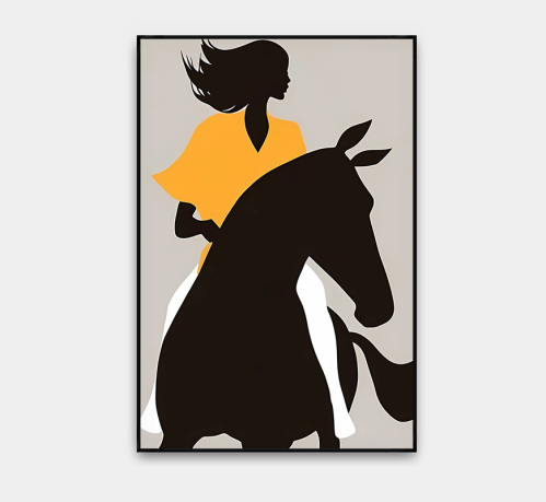 لوحة قماشية بتصميم تجريدي بتصميم فتاةمع برواز مجوف