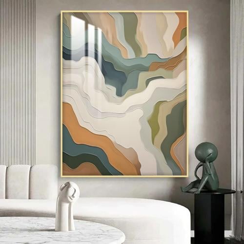 لوحة جدارية بتصميم فن تجريدي مع برواز و طبقة اكريل...