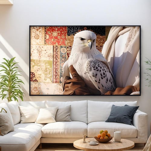 لوحة قماشية بتصميم الفن النجدي مع برواز مجوف