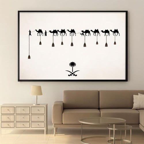 لوحة قماشية بتصميم الفن التراثي مع برواز مجوف