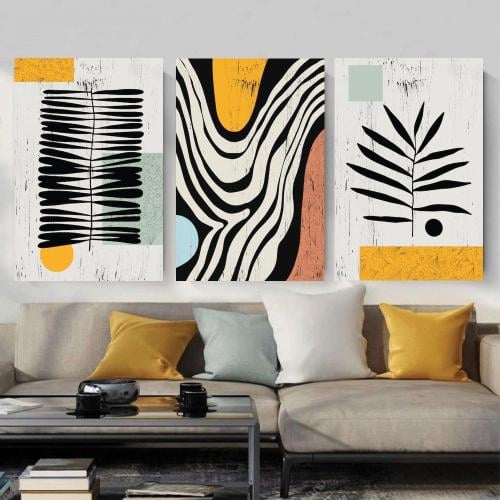 ثلاث لوحات خشبية ام دي اف مقاس 120x60 سم