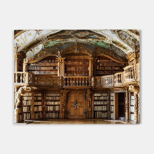لوحة قماشية بتصميم مكتبةمع برواز مجوف