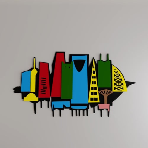 منحوتة ديكور خشبية بتصميم المعالم السعودية