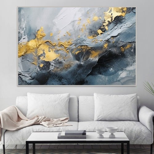 لوحة قماشية بتصميم الفن التشكيلي مع برواز مجوف