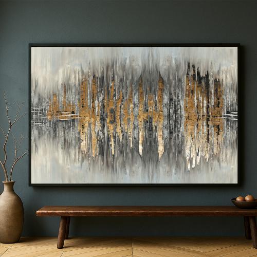 لوحة قماشية جدراية - بتصميم تجريدي مع برواز مجوف