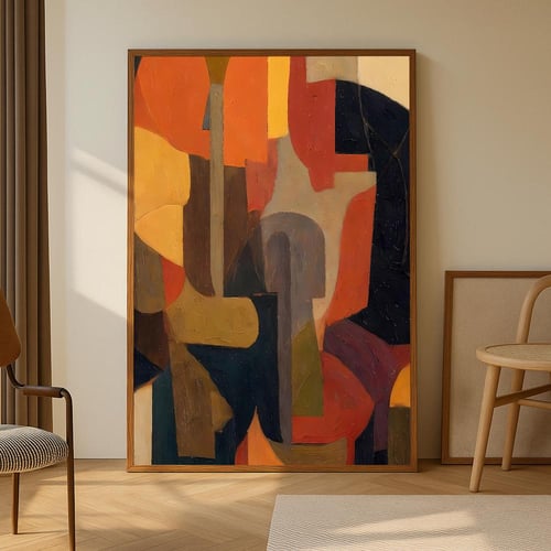 لوحة قماشية بتصميم تجريديمع برواز مجوف