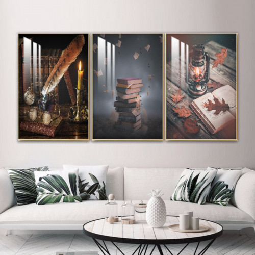 ثلاث لوحات جدارية مع برواز واكريلك شفاف