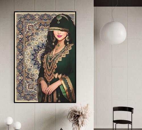 لوحة قماشية بتصميم فتاة عربيةمع برواز مجوف
