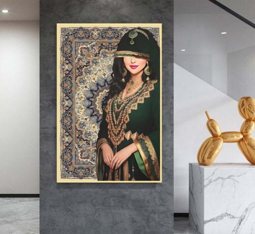 لوحة قماشية بتصميم فتاة عربيةمع برواز مجوف
