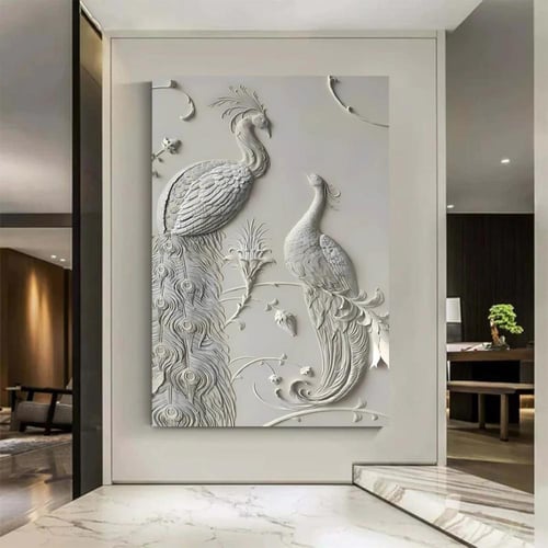 لوحة جداربة قماشية مطبوعة بتصميم اللوحة الجبسية مع...