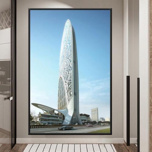 لوحة قماشية بتصميم مودرن مع برواز اسود مجوف