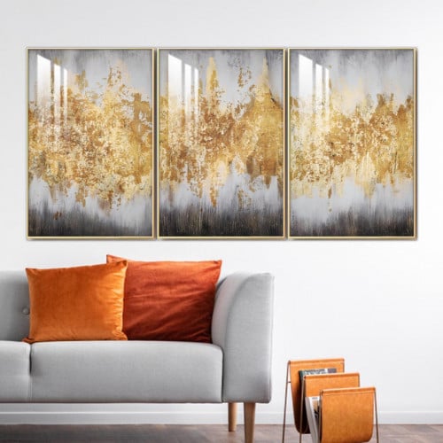 ثلاث لوحات جدارية مع برواز واكريلك شفاف