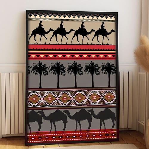 لوحة قماشية بتصميم الفن النجدي مع برواز مجوف