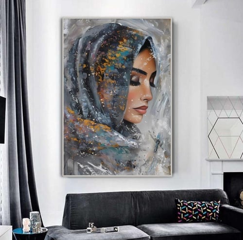 لوحة جدارية قماشية بتصميم الفن التجريدي بتصميم فتا...