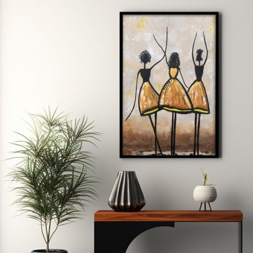 لوحة قماشية بتصميم تجريدي مع برواز مجوف