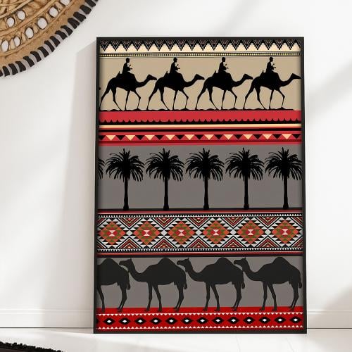 لوحة قماشية بتصميم الفن النجدي مع برواز مجوف