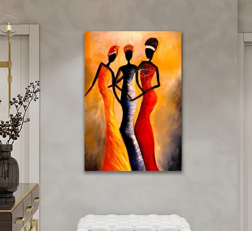 لوحة قماشية بتصميم تجريدي بتصميم امرآة مع برواز مج...