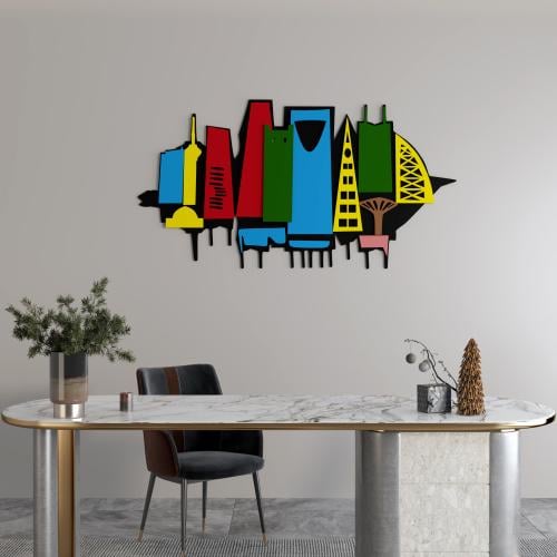 منحوتة ديكور خشبية بتصميم المعالم السعودية