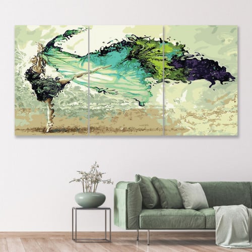 ثلاث لوحات قماشية مودرن بتصميم راقصة باليه