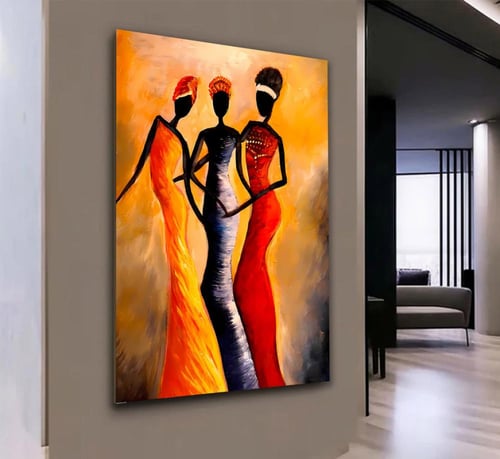 لوحة قماشية بتصميم تجريدي بتصميم امرآة مع برواز مج...
