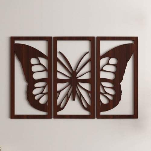 منحوتة ديكور خشبية بتصميم فراشة - 96×64 سم