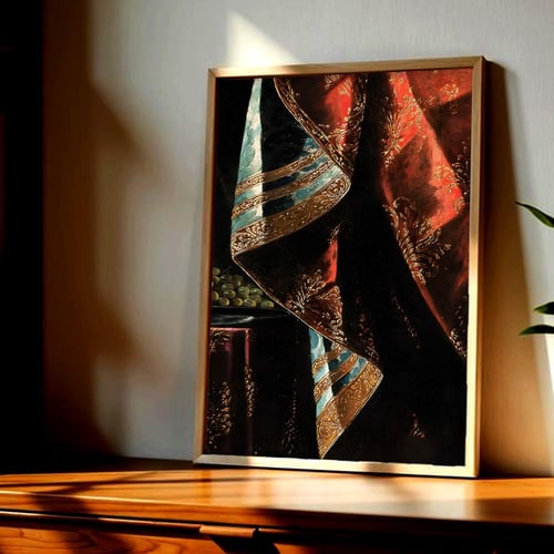 لوحة قماشية بتصميم الفن التراثي مع برواز مجوف