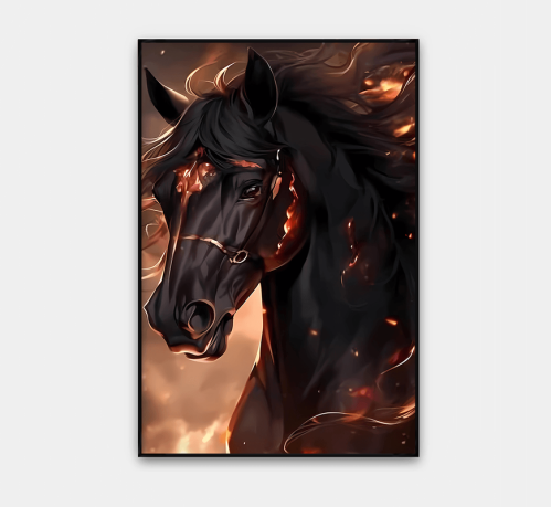لوحة قماشية بتصميم حصانمع برواز مجوف