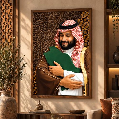 لوحة قماشية بتصميم الفن التراثي مع برواز مجوف