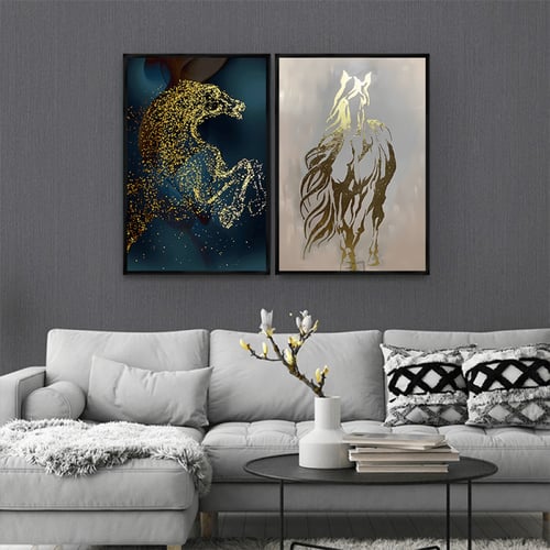 لوحة قماشية ثنائية بتصميم حصان